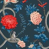 Belgravia Forbidden Fruit Trail Navy Blue Floral Wallpaper 39006