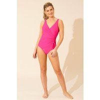 Beachcomber Women's Cross Over Wrap Swimsuit in Bright Pink | Size: 20