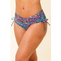 Beachcomber Women's Ruched High Leg Bikini Brief in Turquoise | Size: 16