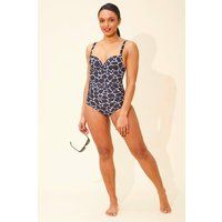 Beachcomber Women's Bow Front Ruched Swimsuit in Black | Size: 18