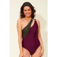 Beachcomber Women's One Shoulder Swimsuit in Purple | Size: 12