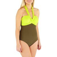Beachcomber Women/'s Twist Front Halter Neck One Piece Swimsuit UK Seller - Khaki - Size 10
