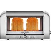 Magimix Vision See Through 2 Slice Glass Toaster | Brushed Finish | 11526, Silver