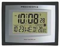 Precision LCD Radio Controlled Wall Desk Clock, Day ,Alarm, Temperature Moonphase Display AP046