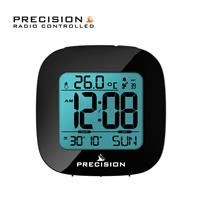 Precision AP058 Radio Controlled LCD Backlit Temperature Alarm Clock WHITE NEW