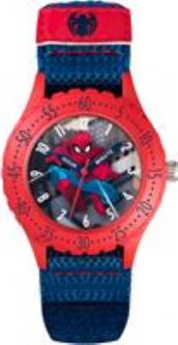 Marvel Spider-Man Time Teacher Blue & Red Rip Tape Strap Watch SPD3495 Kids Boys