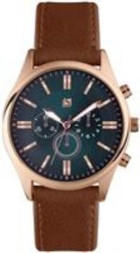 Spirit Mens' Rose Gold Coloured Navy Dial Brown Strap Watch/ Great Gift For Him