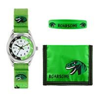 Tikkers Childrens Green Dinosaur Fabric Strap Watch