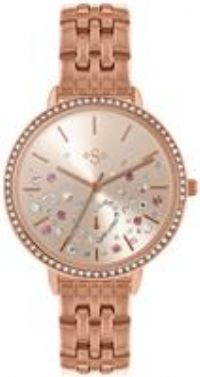 Spirit Lux Ladies' Rose Gold Glitter Dial Watch/ Heart designs & Stone Set Watch