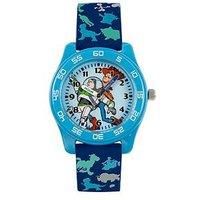 Disney Kids Time Teaching Toy Story Buzz and Woody Watch with Blue Patterned Rubber Strap TYM9000