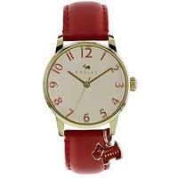Radley Ladies Pale Gold Case With Red Strap Watch