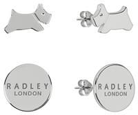 RADLEY London Ladies Silver Leaping Dog Twin Pack Stud Earrings RYJ1209S, One Size