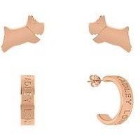 RADLEY Ladies 18ct Rose Gold Plated Jumping Dog and Hoop Twin Pack Earrings RYJ1228S, One Size