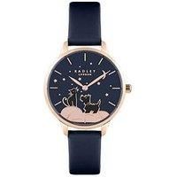 Radley Ladies Navy Strap With Dog And Cat Dial Watch