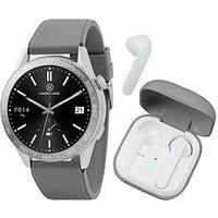 Harry Lime Series 27 Grey Silicone Strap Smart Watch With Grey True Wireless Earphone In Charging Case