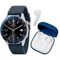 Harry Lime Series 27 Navy Silicone Strap Smart Watch With Blue True Wireless Earphone In Charging Case