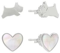 Radley Sterling Silver Dog and MOP Heart Earrings