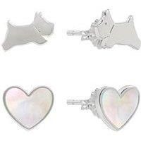 Radley Sterling Silver Dog and MOP Heart Earrings