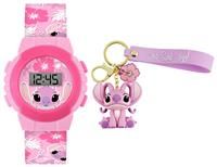 Lilo and Stitch Angel Pink Digital Quartz Tropical Silicone Strap Watch LAS4141ARG