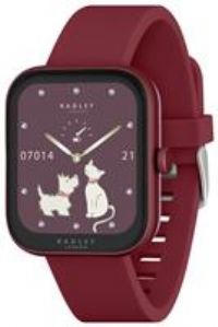 RADLEY Series 32 Smart Watch for Women with Bluetooth Call, Health Fitness Tracker, 1.80”, Heart Rate, Sleep tracking, Berry Silicone Strap, IP68 Waterproof
