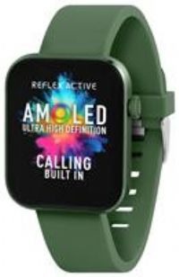 Reflex Active Series 40 Amoled Smart Watch for Women Men with Dual-Time, Make/Answer Calls, Sleep Monitor, Sports Modes, Cycle Tracking, Step Counter and Forest Green Silicone Strap for IOS Android