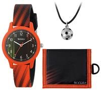 Tikkers Kids Black And Orange Football Watch Gift Set