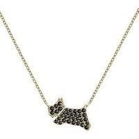 RADLEY Womens 18ct Gold Plated Sterling Silver Black Cubic Zirconia Stone Set Jumping Dog Pendant Necklace