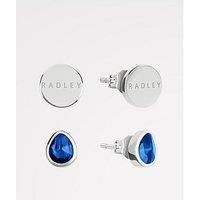 Radley Womens Silver Plated Blue Cubic Zirconia Disc Twin Pack Earring Set
