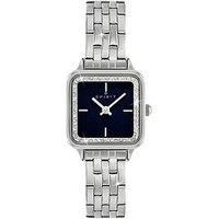 Spirit Womens Square Navy Dial Silver Plated Bracelet Analogue Quartz Watch
