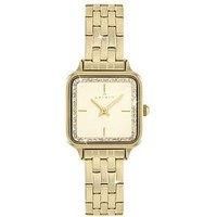 Spirit Ladies Square Gold Dial Silver Plated Bracelet Analogue Quartz Watch