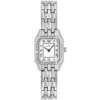 Spirit Womens Square Silver Stone Set Bracelet Analogue Quartz Watch