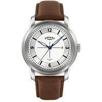 Rotary Men'S Heritage Field Stainless Steel Brown Leather Strap Watch
