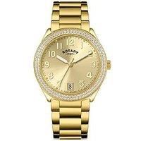 Rotary Ladies Brilliance Stone Set Gold Plated Bracelet Watch