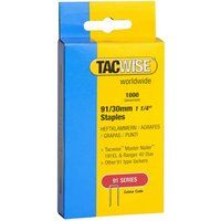 Tacwise 0286 Type 91 / 30 mm Galvanised Narrow Crown Staples, Pack of 1,000