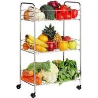 3 Tier Kitchen Wheeled Trolley Cart Fruit Vegetable Basket Storage Unit Stand