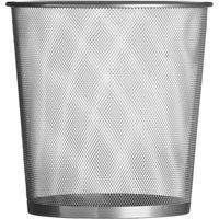 Small Matt Silver Mesh Waste Paper Bin Basket Semi-transparent Durable Home Offi