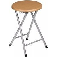 Premier Housewares Folding Chair Rubberwood Stool Chair Foldable Chair Silver Legs Retractable Stool Folding Chairs Indoor Folding Bar Stool 45x30x30