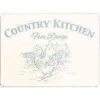 Orsina Country Kitchen Set of Four Cork Placemats, Durable Heat-Resistant Table Mats with Farmhouse Design in White