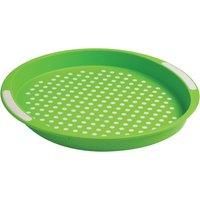 Orsina Integrated Side Handles Anti Slip Round Serving Tray, Non Slip Surface Tray, Lightweight Kitchen Tray in Green