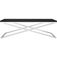 Premier Housewares Black Leather Effect Coffee Table For Living Room Small Coffee Table Square Coffee Table Black Coffee Tables 40 x 130 x 65 cm