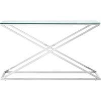 Orsina Criss Cross Console Table, Stainless Steel Console Table, Contemporary Hallway Table in Clear
