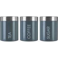 SET OF 3 TEA COFFEE SUGAR CANISTERS KITCHEN STORAGE POTS JARS