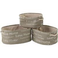 Premier Housewares English Words Oval Storage Hampers, Canvas, Cotton Rope, Linen, Natural, 40 x 29 x 18 cm