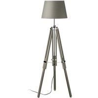 Premier prem-2501920 Floor Lamp, Chrome/Wood, Grey