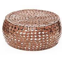 Orsina Iron Pebble Coffee Table, Modern Coffee Table, Industrial Coffee Table, Contemporary Drum Coffee Table in Gold