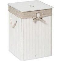 Premier Housewares Kankyo Bamboo Square Laundry Hamper, White, 35 x 35 x 50 cm