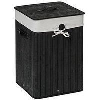 Premier Housewares Kankyo Bamboo Square Laundry Hamper, Black, 35 x 35 x 50 cm