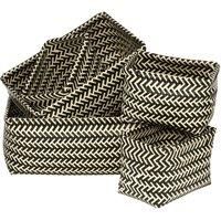Premier Housewares Set of 5 Woven Storage Baskets  Black & White