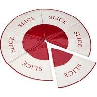 Premier Housewares Stoneware Pizza Plate Pizza Plates Large Pizza Serving Plate Six Pizza Pieces Plate Set in Red and Cream Colour 1h x 20w x 21d