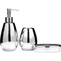 Premier Magpie Silver Bathroom Accessory Set, Dolomite, 3 Pieces
